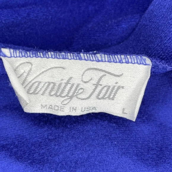 Vintage Vanity Fair Purple Velour Floral Embroidery Long Housecoat Robe size L - Picture 2 of 8